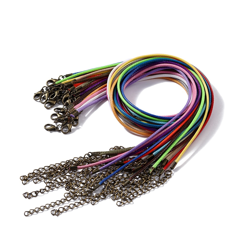 1.5 2mm Leather Adjustable Braided Rope with Lobster Clasp, 10Pcs