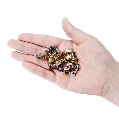 Gold Stainless Steel Cords Crimp End Beads Caps, 30-50pcs