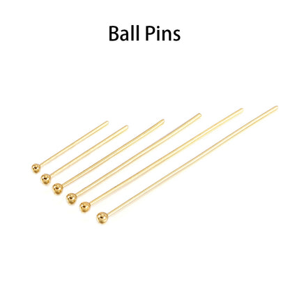 Gold Plated Ball Head Steel Pins, 100pcs