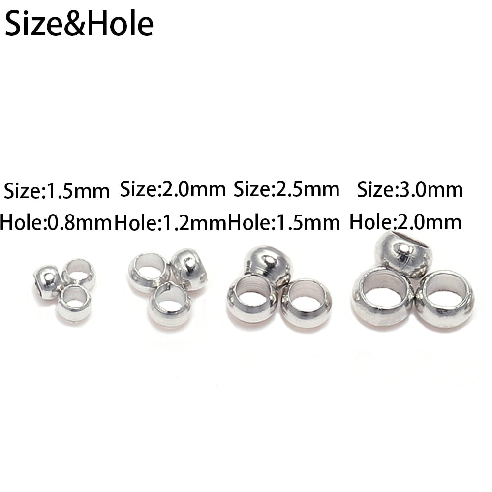 Ball Crimp End Beads 1.5-3mm, 500pcs
