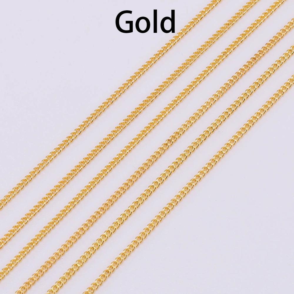 1.3 1.6 2.0 2.5 mm  Gold Necklace Chains, 5 m lot