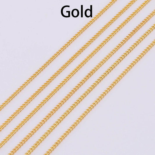 1.3 1.6 2.0 2.5 mm  Gold Necklace Chains, 5 m lot