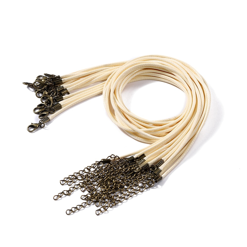 1.5 2mm Leather Adjustable Braided Rope with Lobster Clasp, 10Pcs