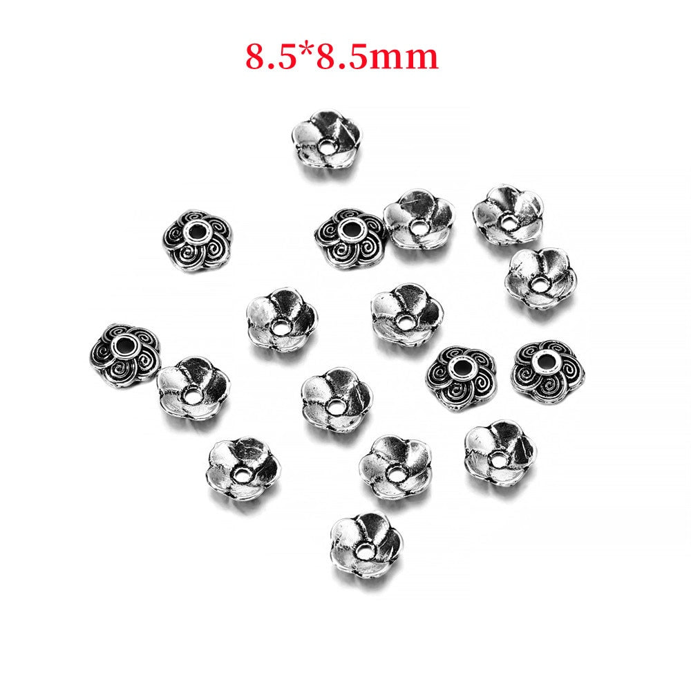8.5mm Carved Plum Blossom Bead Caps, 100pcs