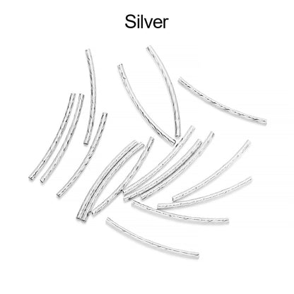 Stripe Copper Curve Tube Spacer Beads 25-30mm, 100pcs