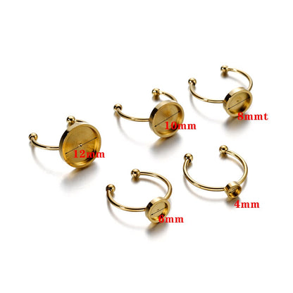 10 Pcs 6-12mm Stainless Steel Cabochon Ring Base