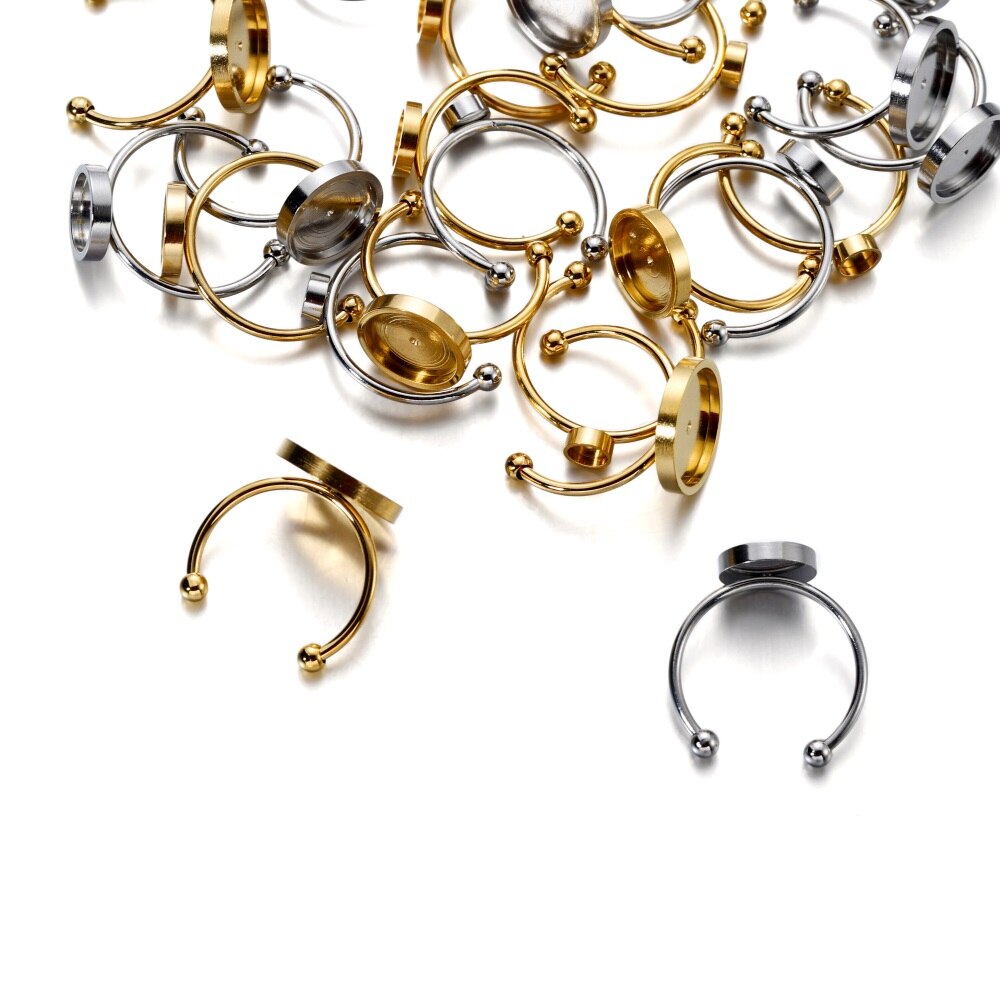 10 Pcs 6-12mm Stainless Steel Cabochon Ring Base