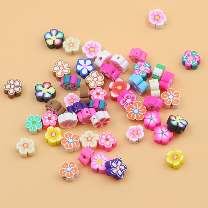 50pcs Plum Blossom Polymer Clay Beads DIY Kit