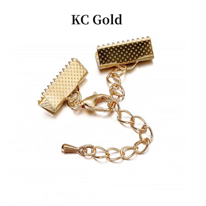 Ribbon Leather Cord End Clasps Set