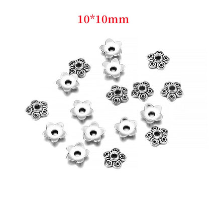 10mm 5-Petal Antique Bead Caps, 50pcs