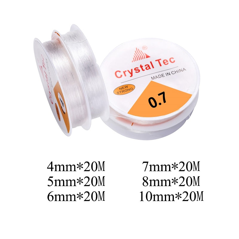 Transparent Crystal Elastic Stretch Cord, 20-100 Meter