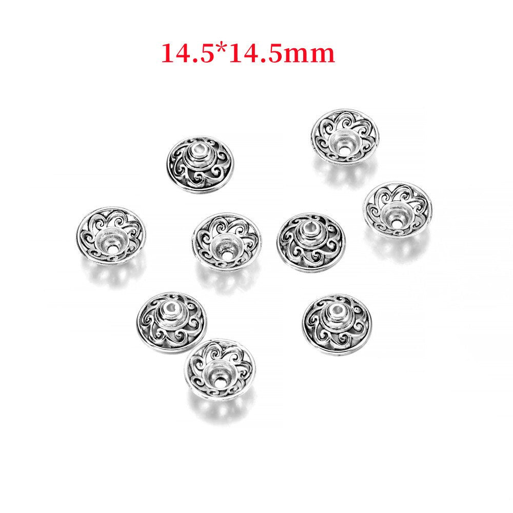 14,5 mm tibetische Sonnenblumen-Antik-Perlenkappen, 20 Stück