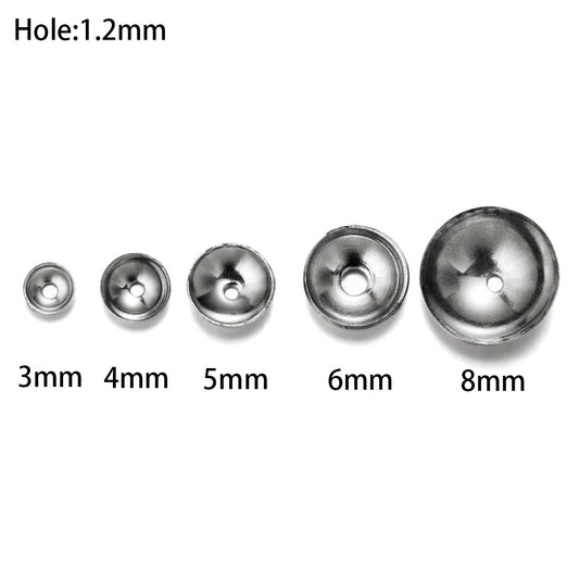 Stainless Steel Round Bead Caps, 50pcs