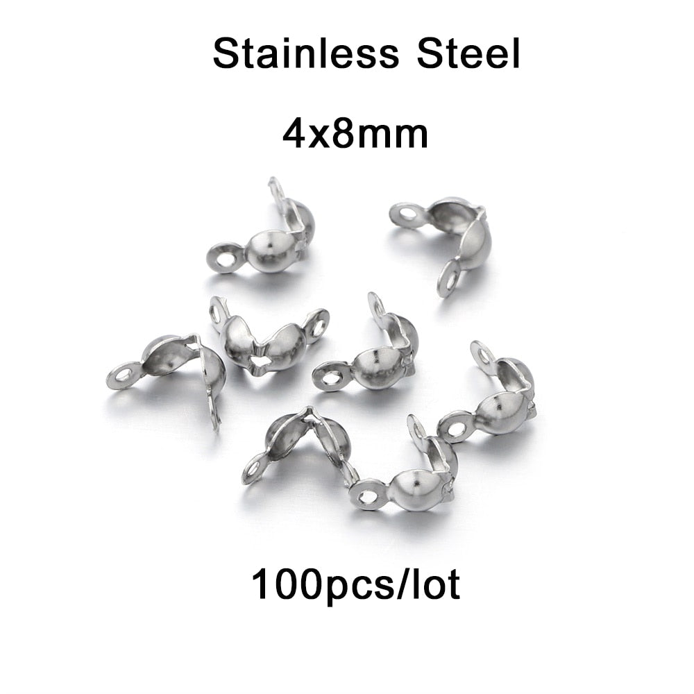 4x7mm Ball Chain Calotte End Crimps, 100-200pcs
