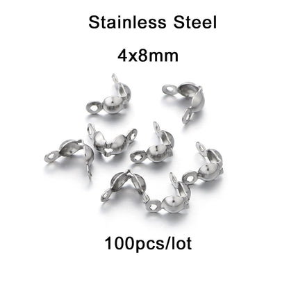 4x7mm Ball Chain Calotte End Crimps, 100-200pcs