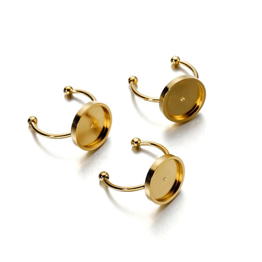 10 Pcs 6-12mm Stainless Steel Cabochon Ring Base