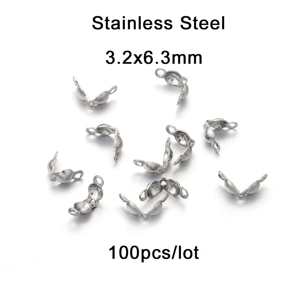 4x7mm Ball Chain Calotte End Crimps, 100-200pcs