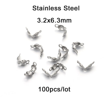4x7mm Ball Chain Calotte End Crimps, 100-200pcs