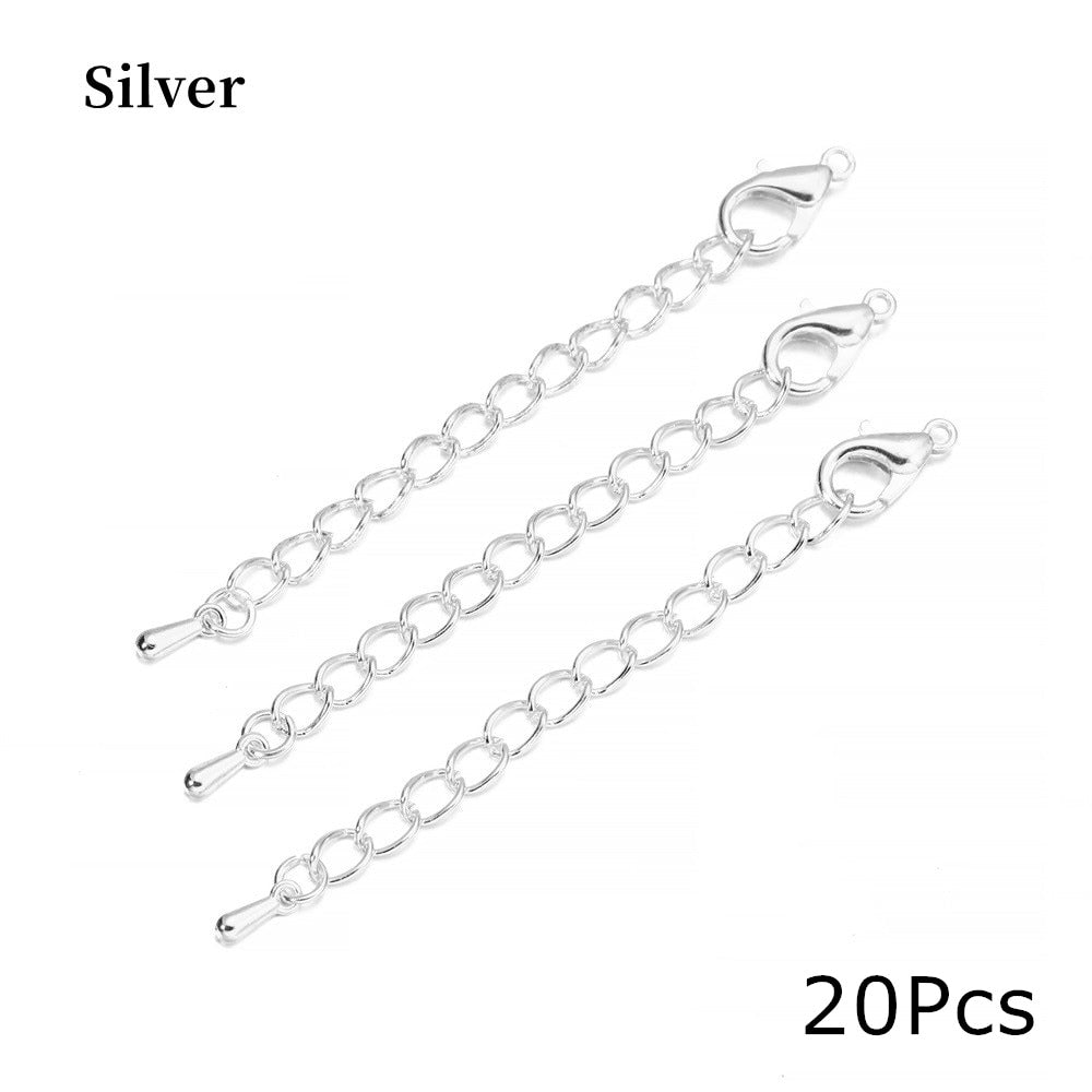 50 70mm Tone Extension Tail Chain Lobster Clasps Connector, 10-20pcs lot