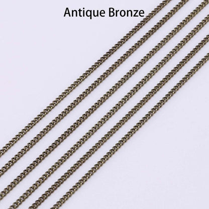1.3 1.6 2.0 2.5 mm  Gold Necklace Chains, 5 m lot