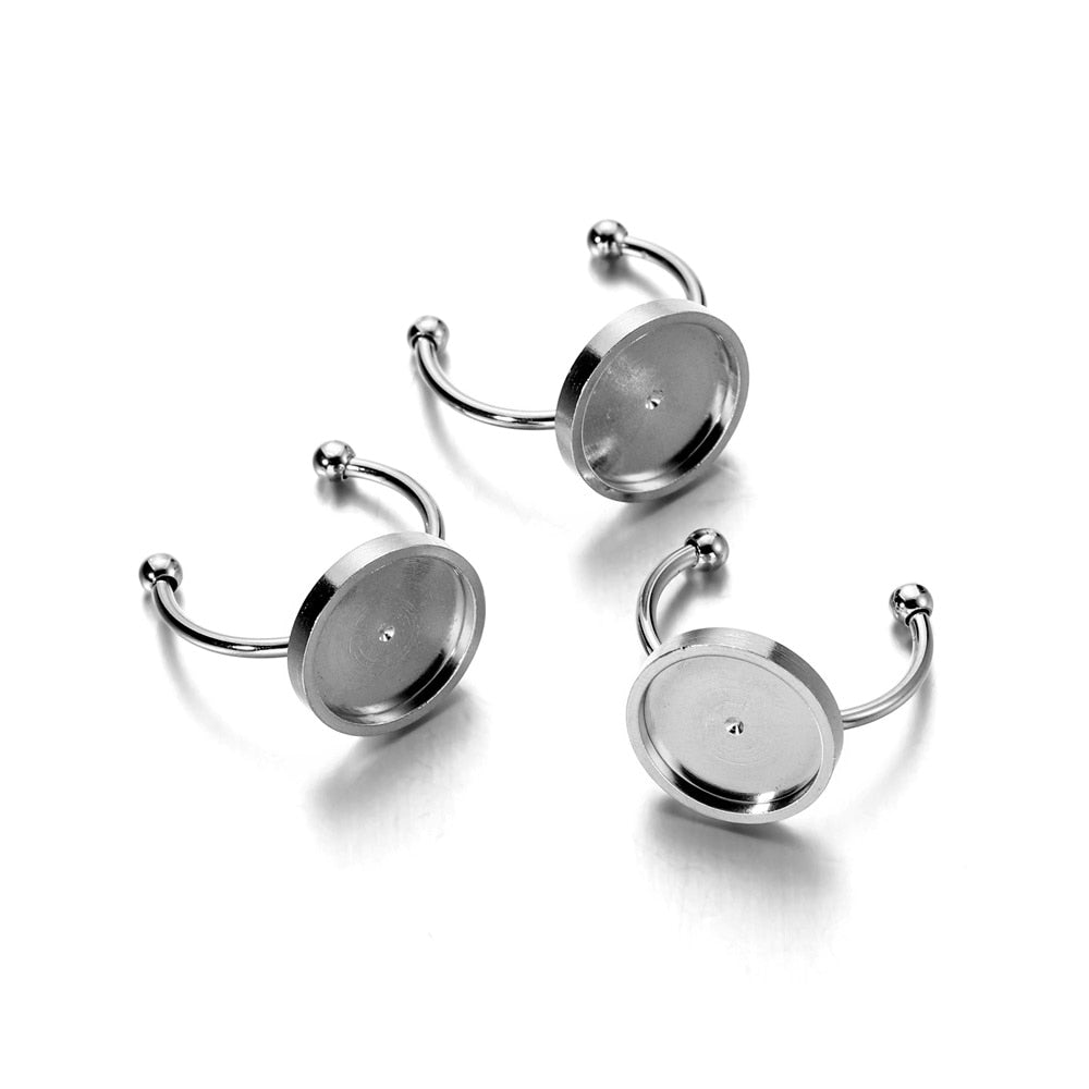 10 Pcs 6-12mm Stainless Steel Cabochon Ring Base