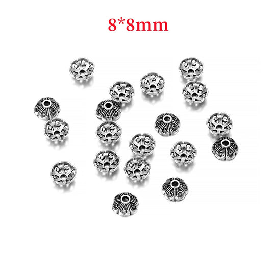 8mm 6-Petal Tibetan Hollow Flower Bead Caps, 50pcs