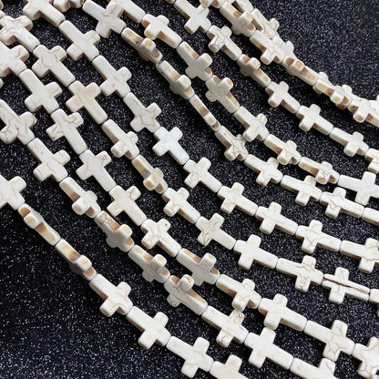 Perles croisées en howlite blanche, 12x16 mm