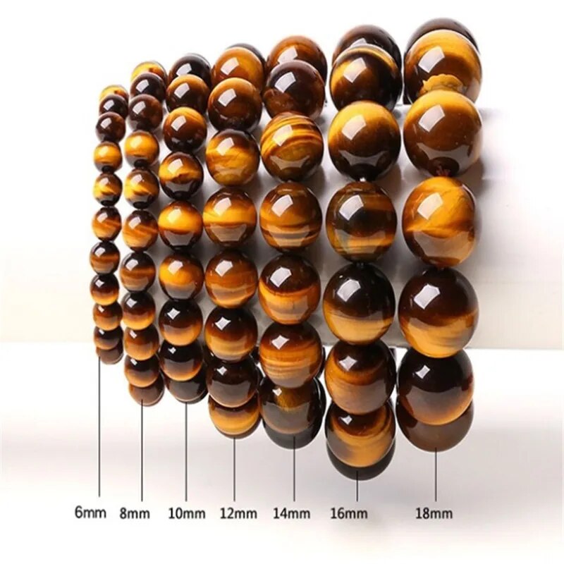 Yellow Brown Tiger-eye Gemstone Bracelet, 4-12mm