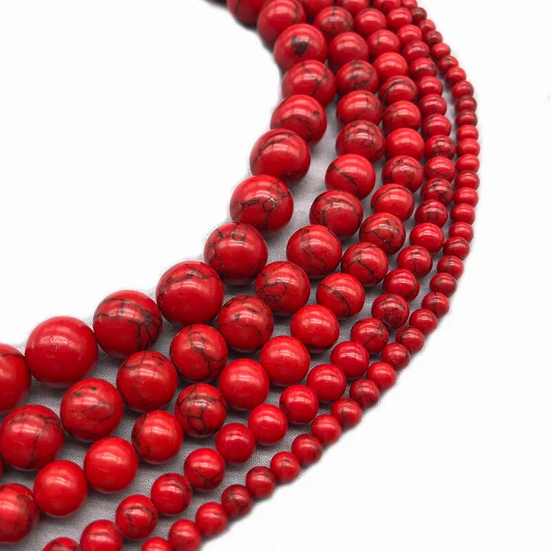 Red Howlite Turquoise Beads, 2-12mm