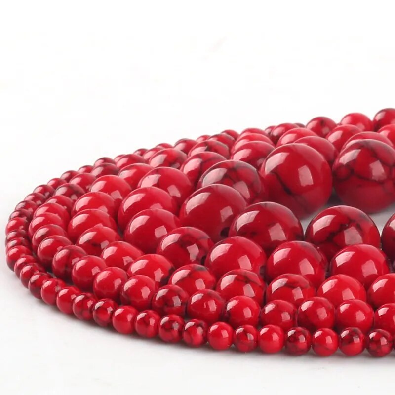 Red Howlite Turquoise Beads, 2-12mm