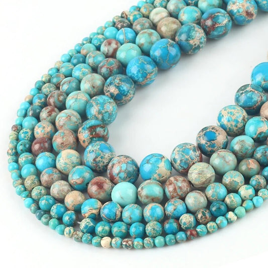 Natural Blue Sea Sediment Jasper Beads, 4-10mm