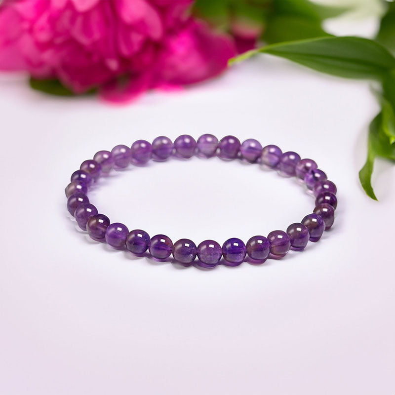 Amethyst Gemstone Stretch Bracelet 4-12mm
