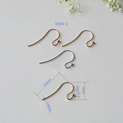 18k Gold Earring Hooks - High-Quality Hypoallergenic Ear wire, Nickel-Free Rose and White Gold Fish Hooks, Variant with ball or Eyepin bead
