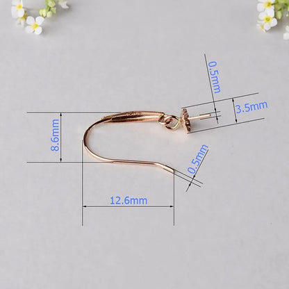 18K Gold Dangle Earring Hooks with Bead Caps, White Rose and Yellow Gold