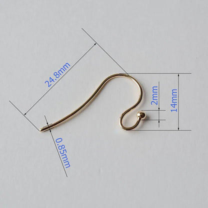 18K Gold DIY Earring Hooks with 2mm Ball End, AU750 Rose White Pearl Ear Wire, Hypoallergenic Jewelry Connectors Parts, DIY Making Supplies