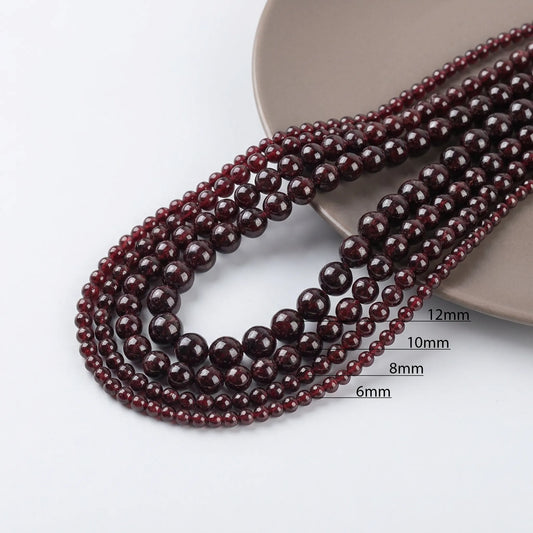 Natural red garnet beads available in multiple sizes