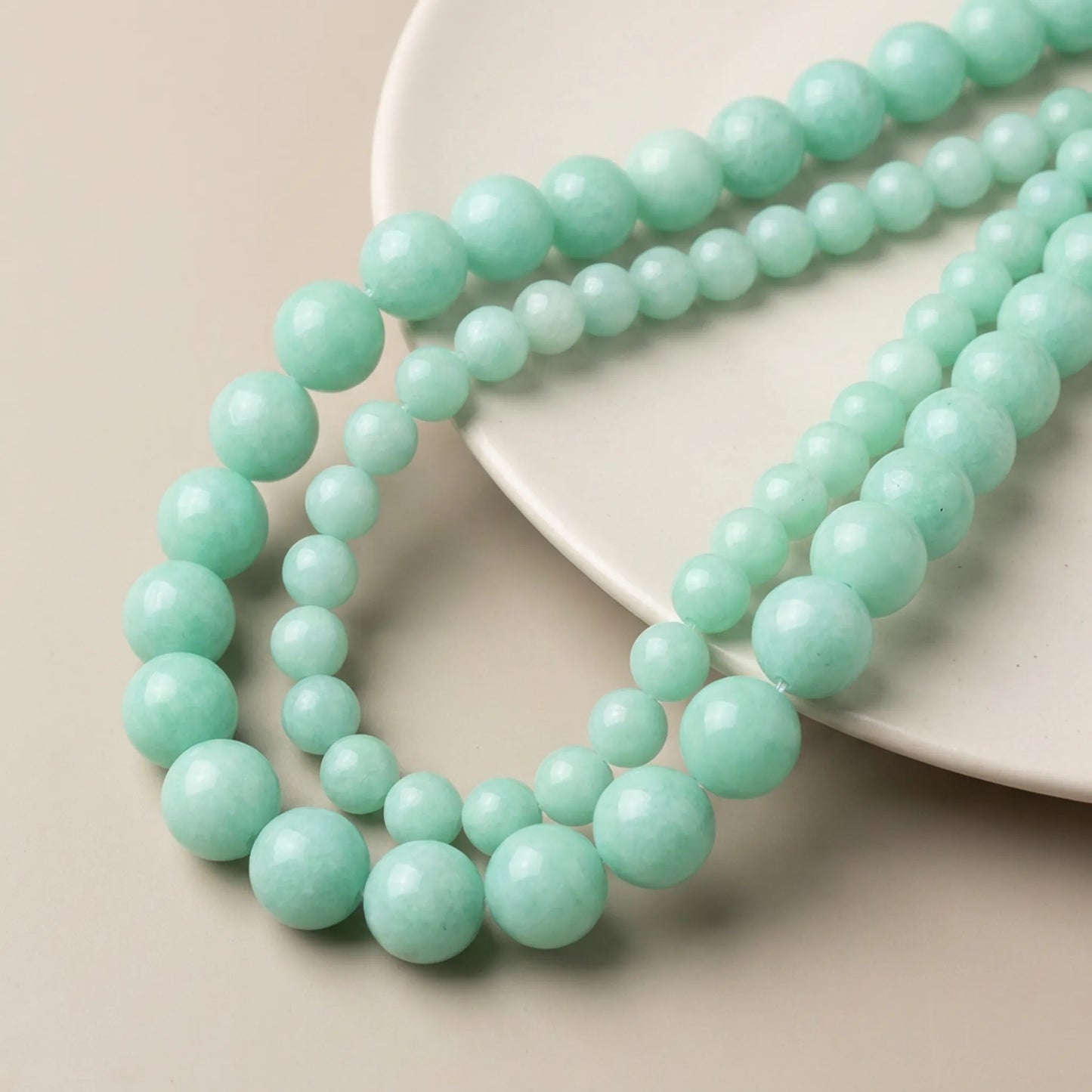 Round blue amazonite beads with smooth surface