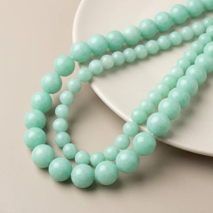Round blue amazonite beads with smooth surface