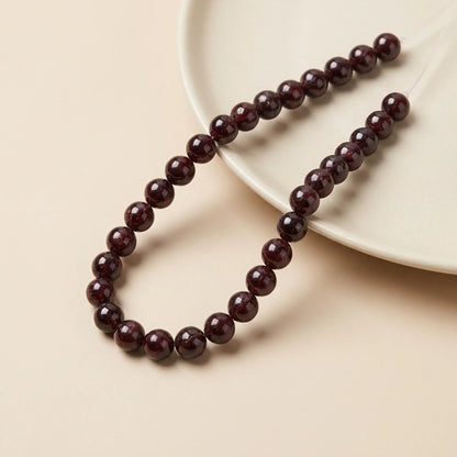 Round red garnet beads with smooth surface