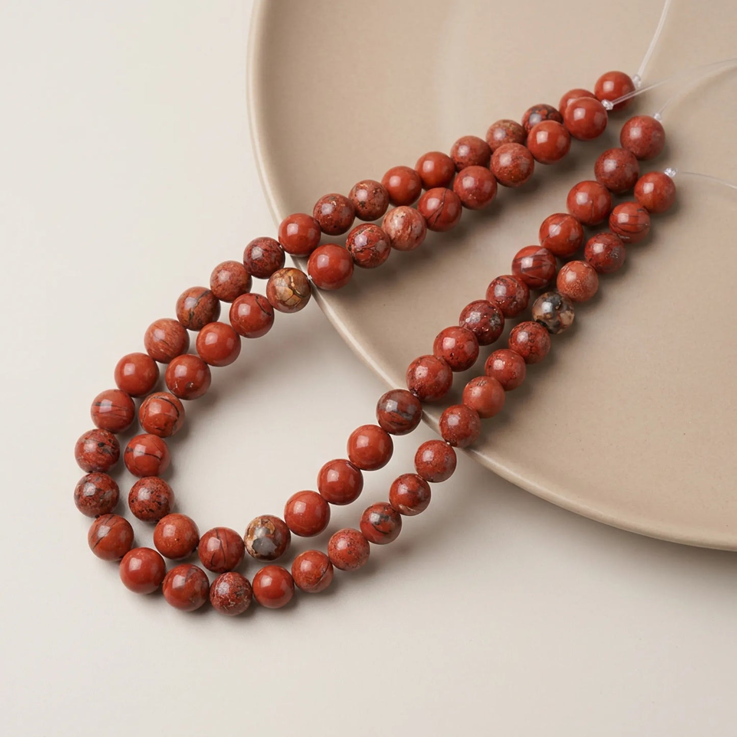 Round red jasper beads with smooth surface