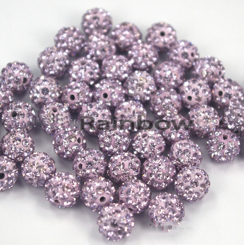 20pcs Crystal Rhinestone Disco Ball Clay Beads, 6-12mm