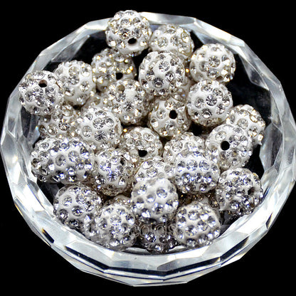 20pcs Crystal Rhinestone Disco Ball Clay Beads, 6-12mm
