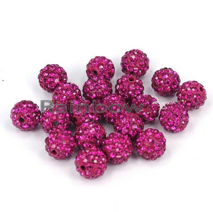 20pcs Crystal Rhinestone Disco Ball Clay Beads, 6-12mm