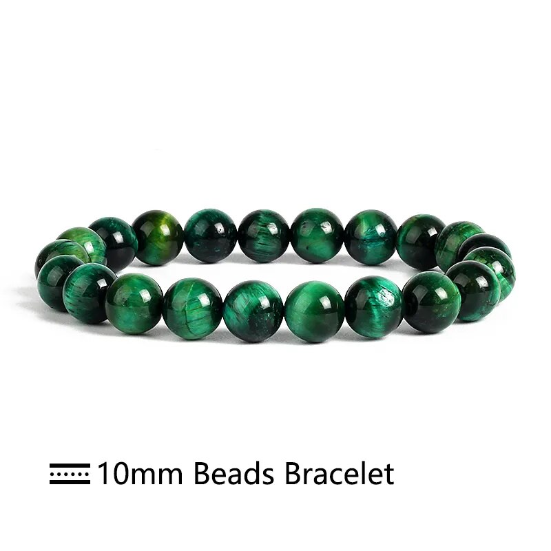 Green tiger eye gemstone stretch bracelet, 6-12mm