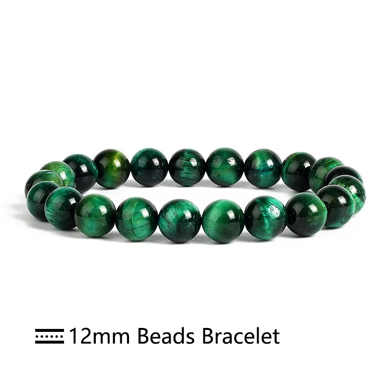 Green tiger eye gemstone stretch bracelet, 6-12mm