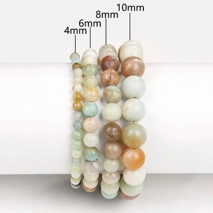 Mehrfarbiges Amazonit-Edelstein-Stretch-Armband, 4–12 mm