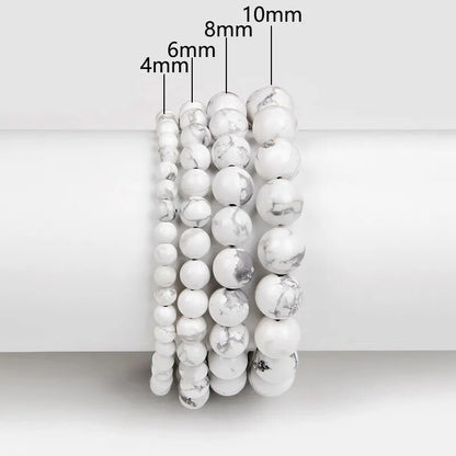 White Turquoise Gemstone Stretch Bracelet 4-12mm