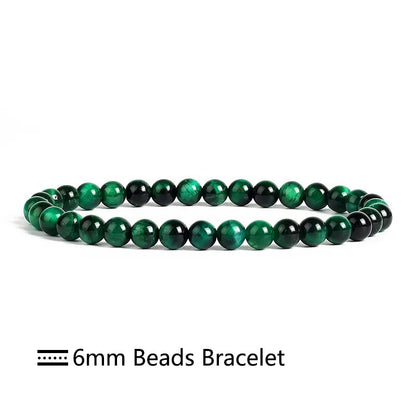 Green tiger eye gemstone stretch bracelet, 6-12mm