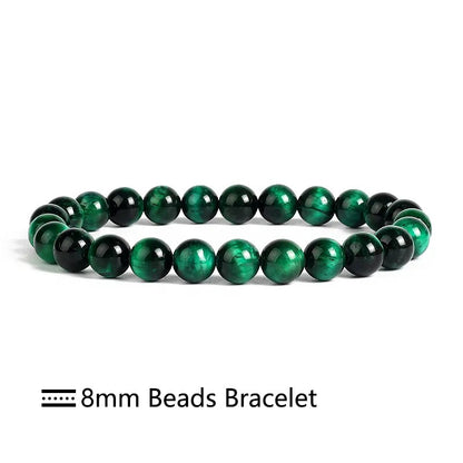 Green tiger eye gemstone stretch bracelet, 6-12mm