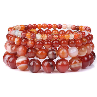 Carnelian agate gemstone stretch bracelet, 4-12mm
